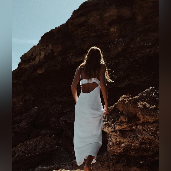 Zara dress white midi ruffled satin lingerie inspired bodycon fitted wedding - Picture 12 of 16